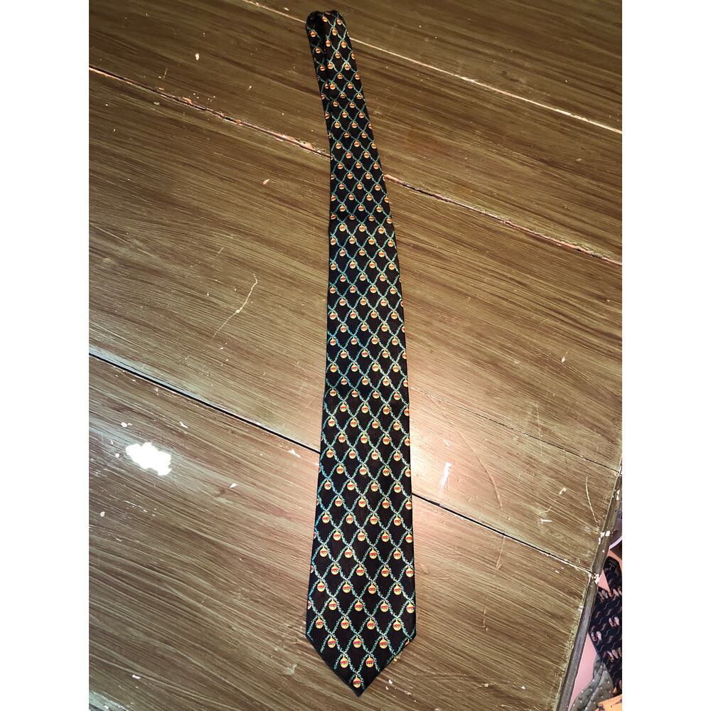 Robert Talbott Best of Class NWOT Black Yellow Christmas Ornament Necktie